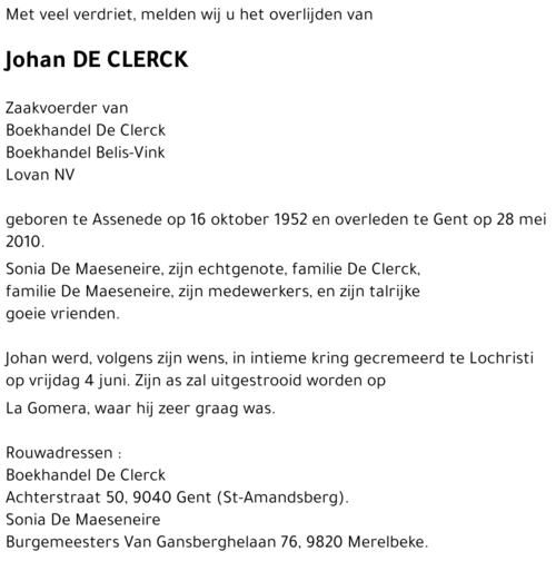 Johan DE CLERCK