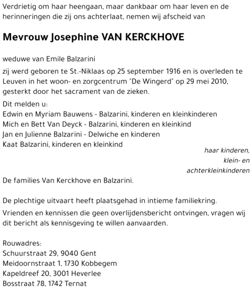 Josephine VAN KERCKHOVE