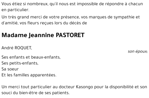 Jeannine PASTORET