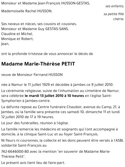 Marie-Thérèse PETIT