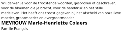 Marie-Henriette COLAERS