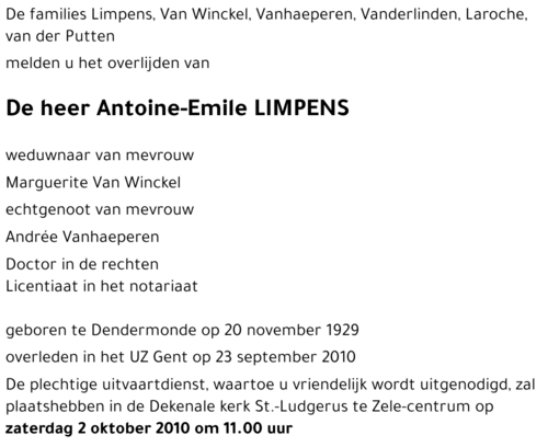 Antoine-Emile LIMPENS