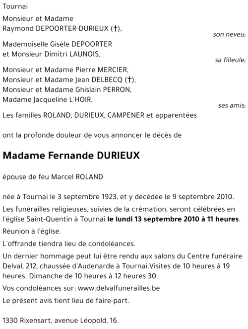 Fernande DURIEUX