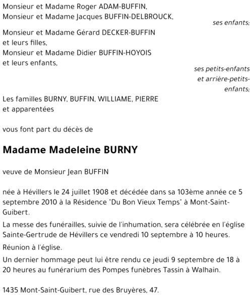 Madeleine BURNY