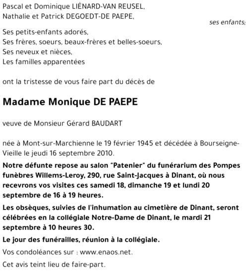 Monique DE PAEPE