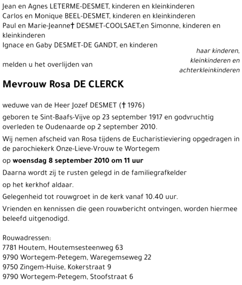 Rosa DE CLERCK