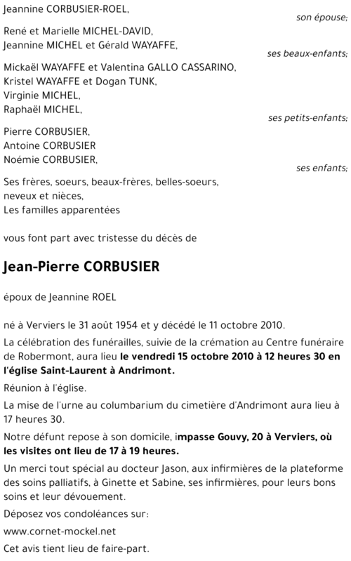 Jean-Pierre CORBUSIER