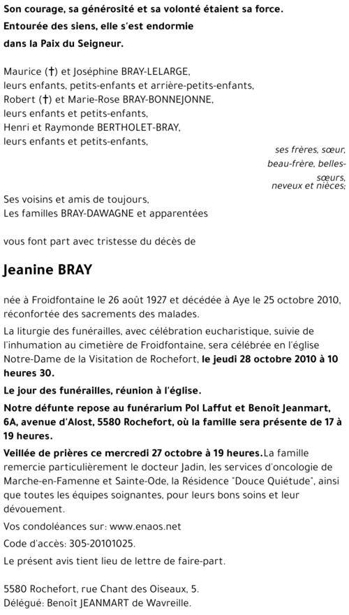 Jeanine BRAY