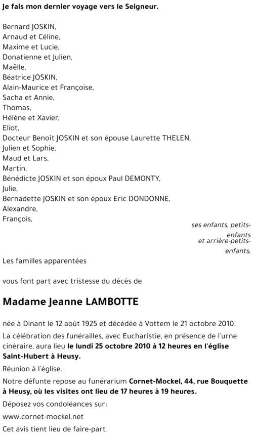 Jeanne LAMBOTTE