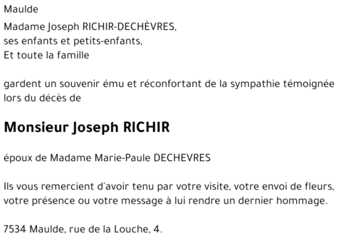 Joseph RICHIR