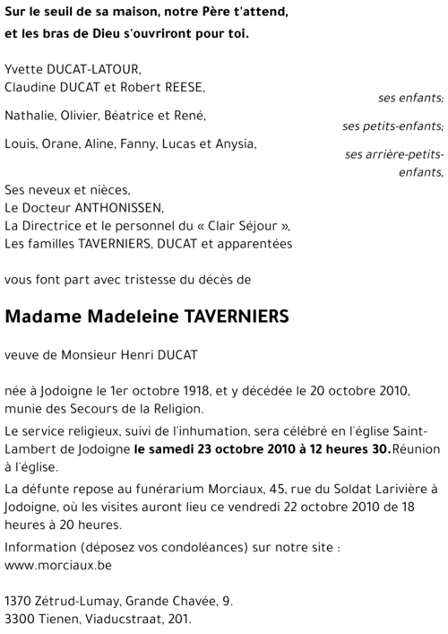 Madeleine TAVERNIERS