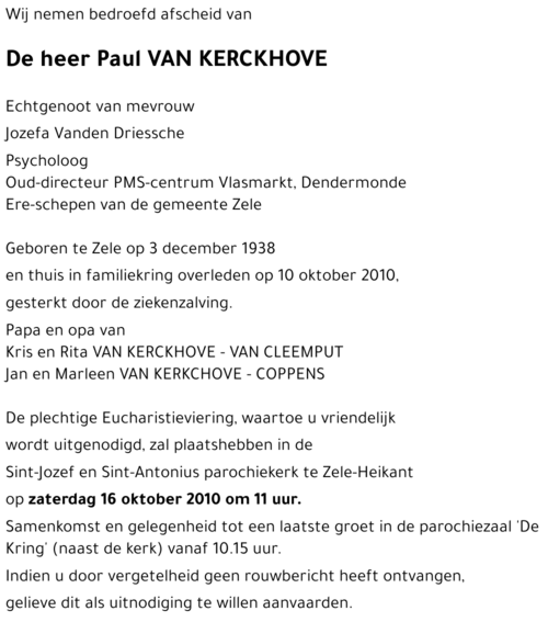 Paul VAN KERCKHOVE
