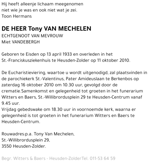 Tony Van Mechelen