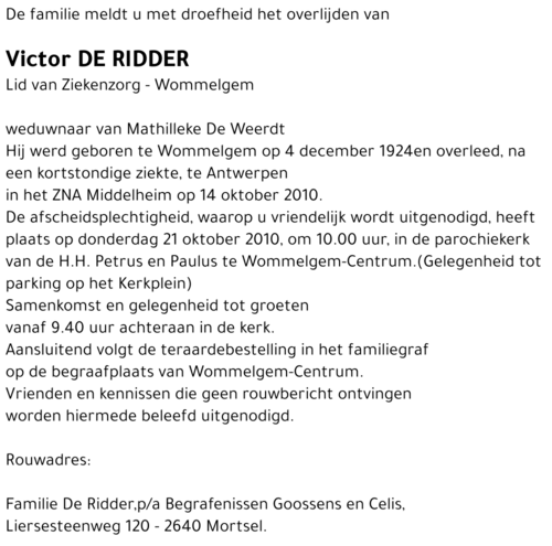 Victor De Ridder