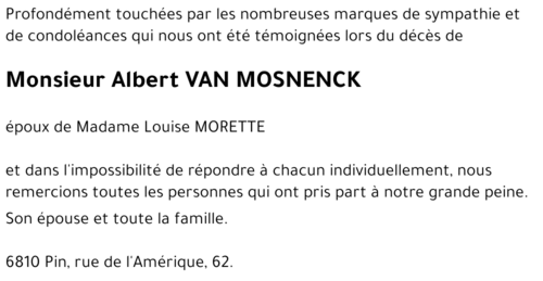 Albert VAN MOSNENCK