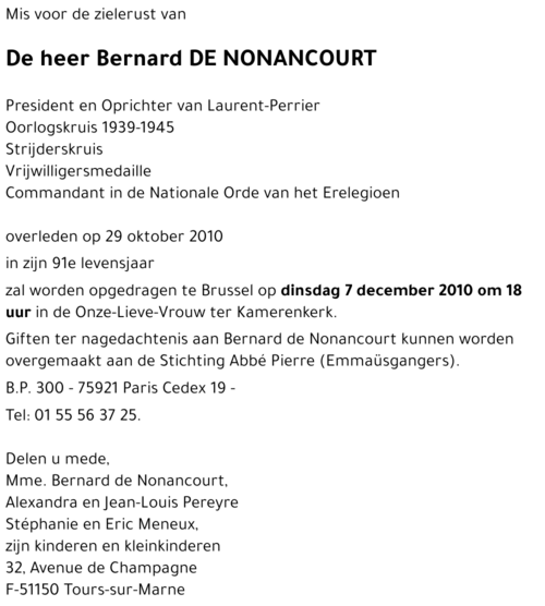 Bernard DE NONANCOURT