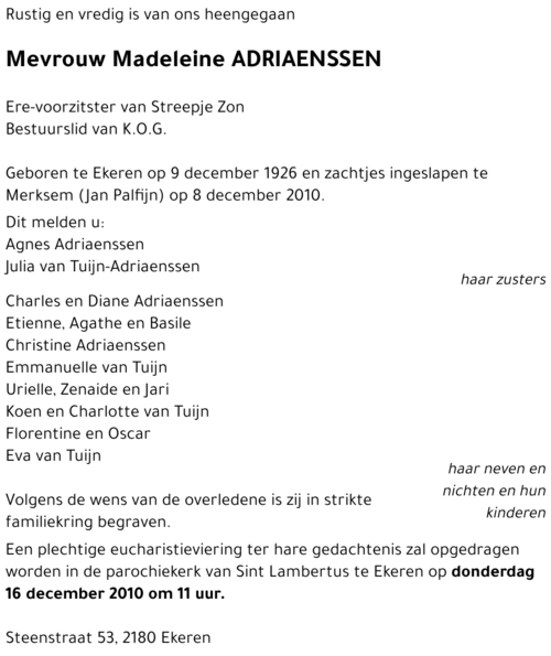 Madeleine ADRIAENSSEN