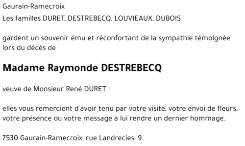 Raymonde DESTREBECQ