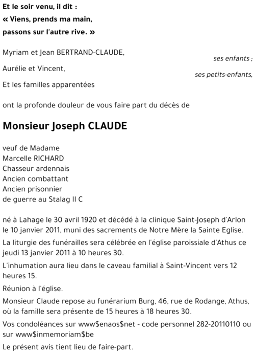 Joseph CLAUDE