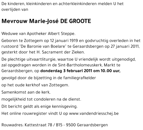 Marie-José DE GROOTE