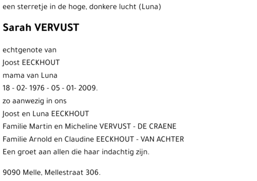 Sarah VERVUST