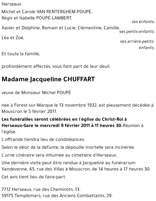 Jacqueline CHUFFART
