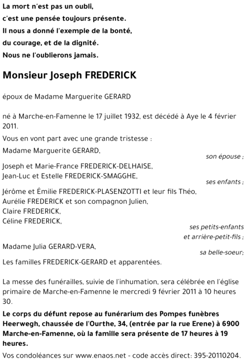 Joseph FREDERICK