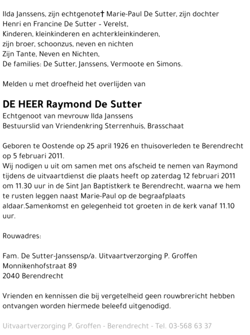 Raymond De Sutter