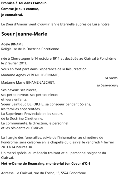 Soeur Jeanne-Marie