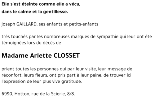 Arlette CLOSSET
