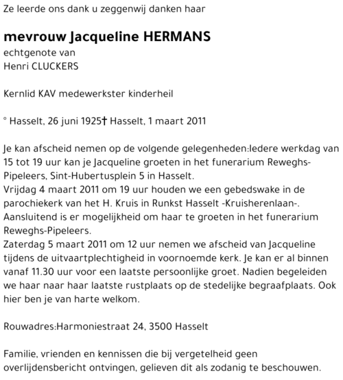 Jacqueline HERMANS