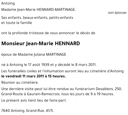 Jean-Marie HENNARD