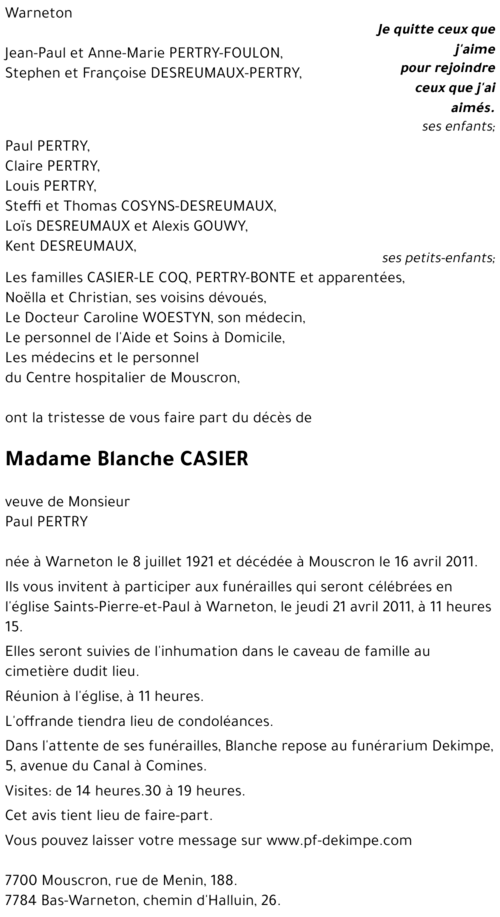 Blanche CASIER