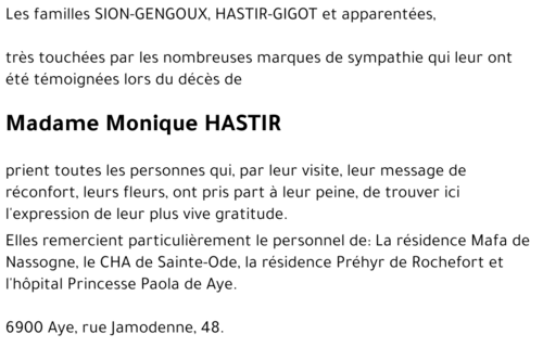 Monique HASTIR