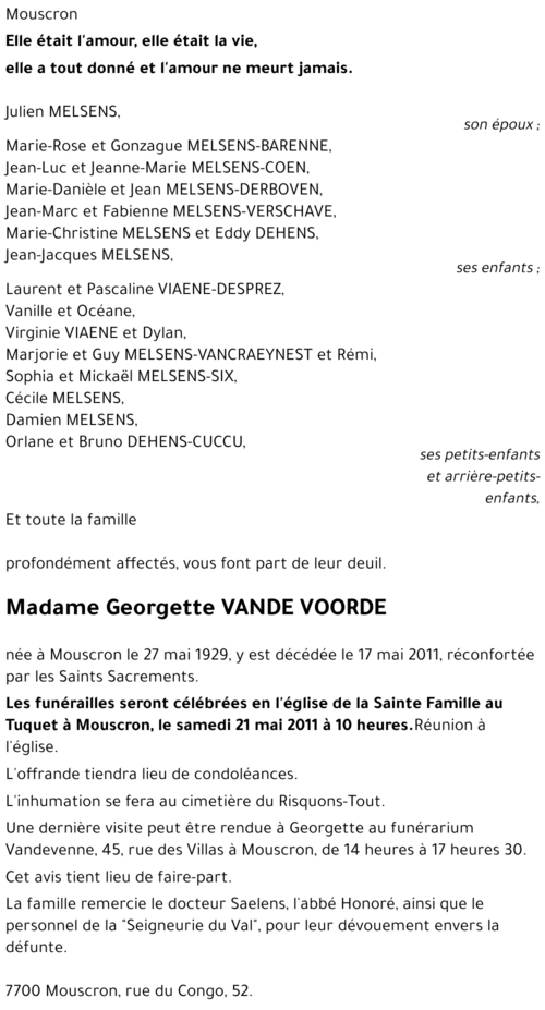 Georgette VANDE VOORDE