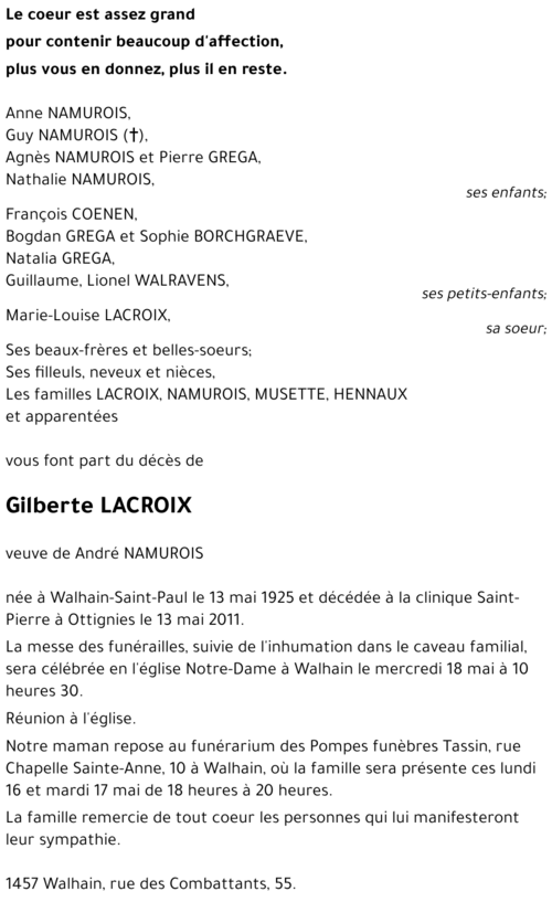 Gilberte LACROIX
