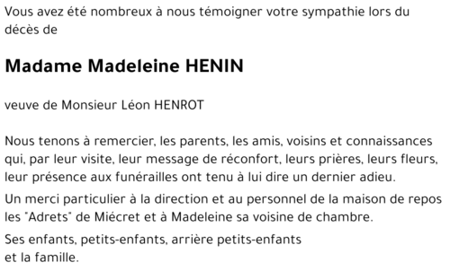 Madeleine HENIN