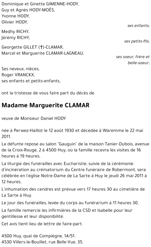 Marguerite CLAMAR