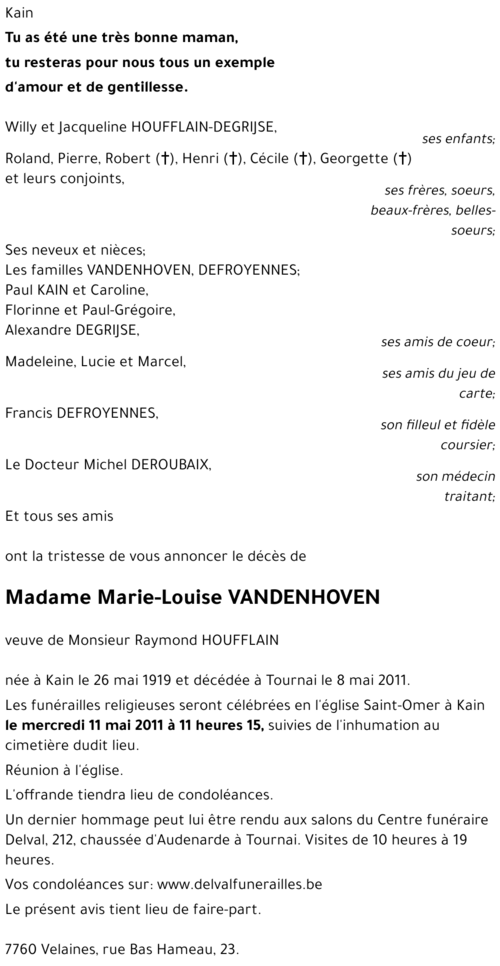 Marie-Louise VANDENHOVEN