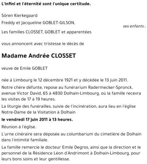 Andrée CLOSSET