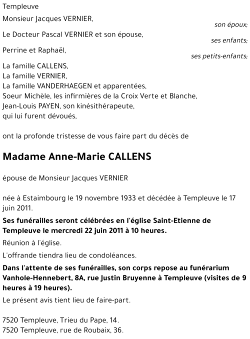 Anne-Marie CALLENS