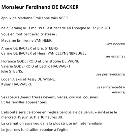 Ferdinand DE BACKER