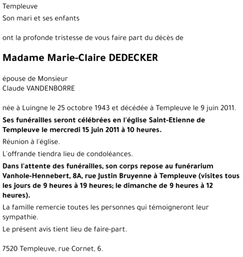 Marie-Claire DEDECKER