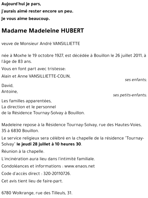 Madeleine HUBERT