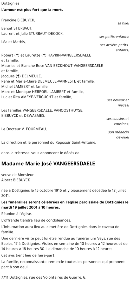 Marie José VANGEERSDAELE