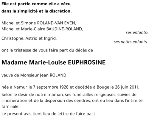 Marie-Louise EUPHROSINE