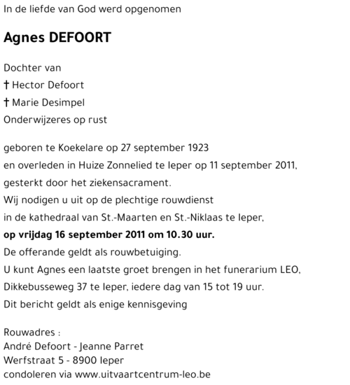 Agnes DEFOORT