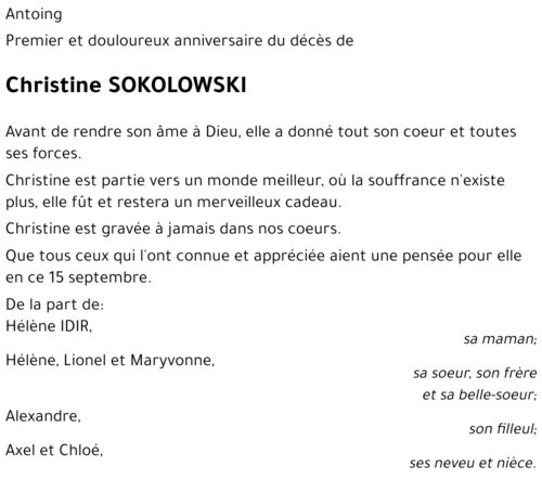 Christine SOKOLOWSKI