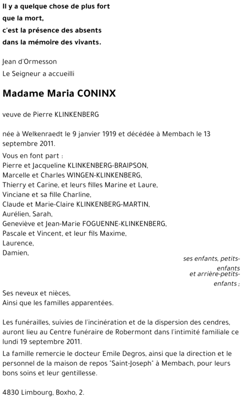 Maria CONINX