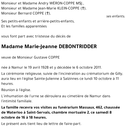 Marie-Jeanne DEBONTRIDDER